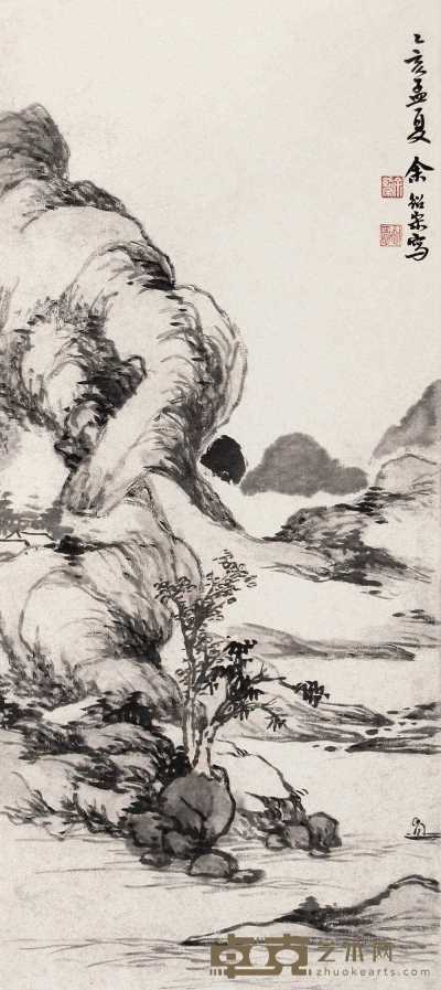 余绍宋 乙亥年（1935年）作 山水 立轴 64×28cm